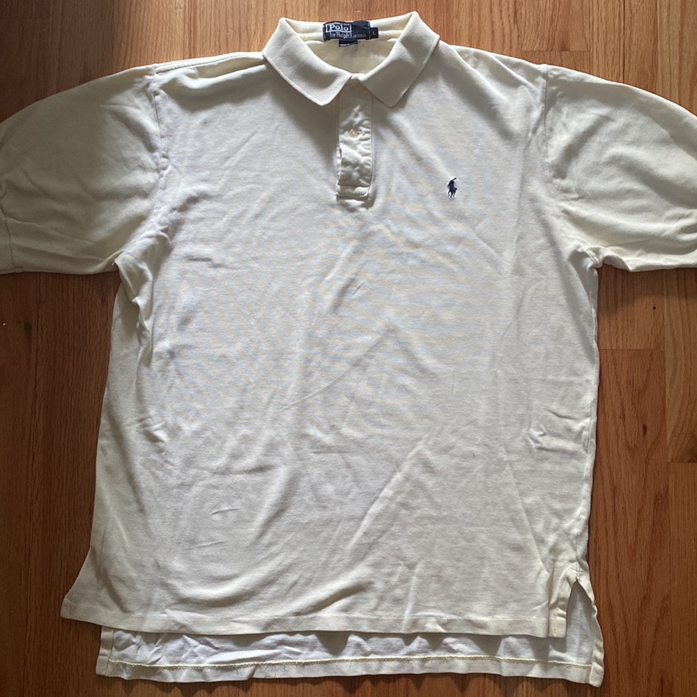 Ralph Lauren Polo Shirt Size L Mens in Cream and Black